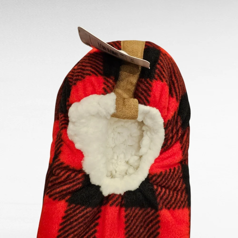 Fuzzy Babba Mens Slipper Socks Buffalo Red/Black L/XL
